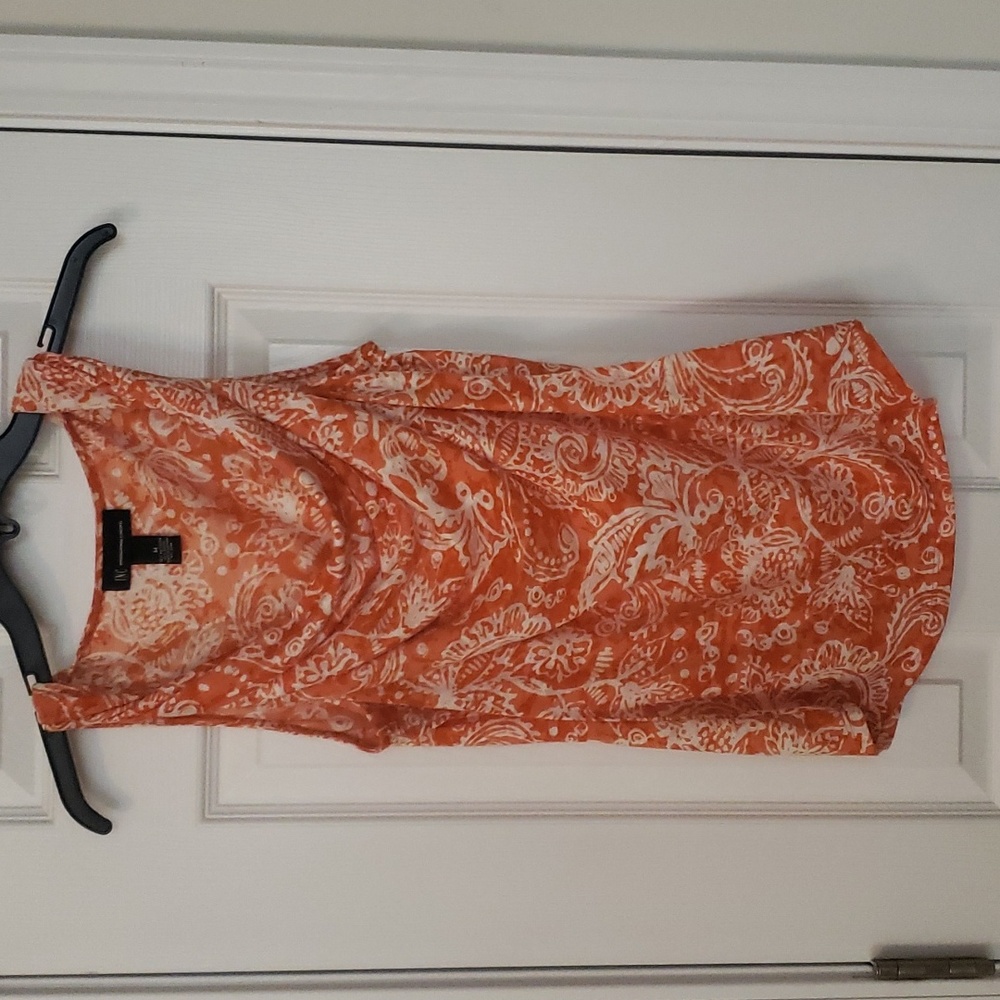 INC International Concepts, orange and white sleeveless top, size medium